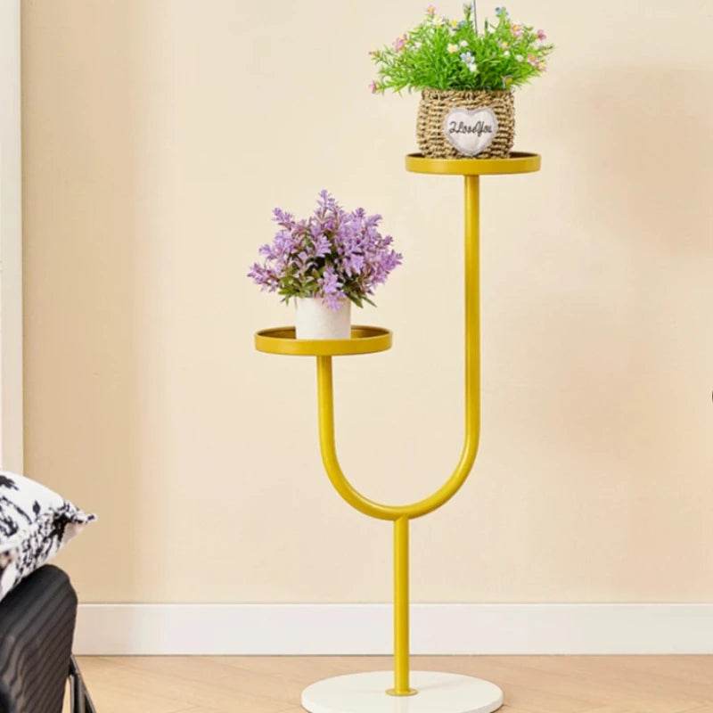 étagère plantes moderne métal noir jaune roulettes intérieur extérieur décoration jardin mid century