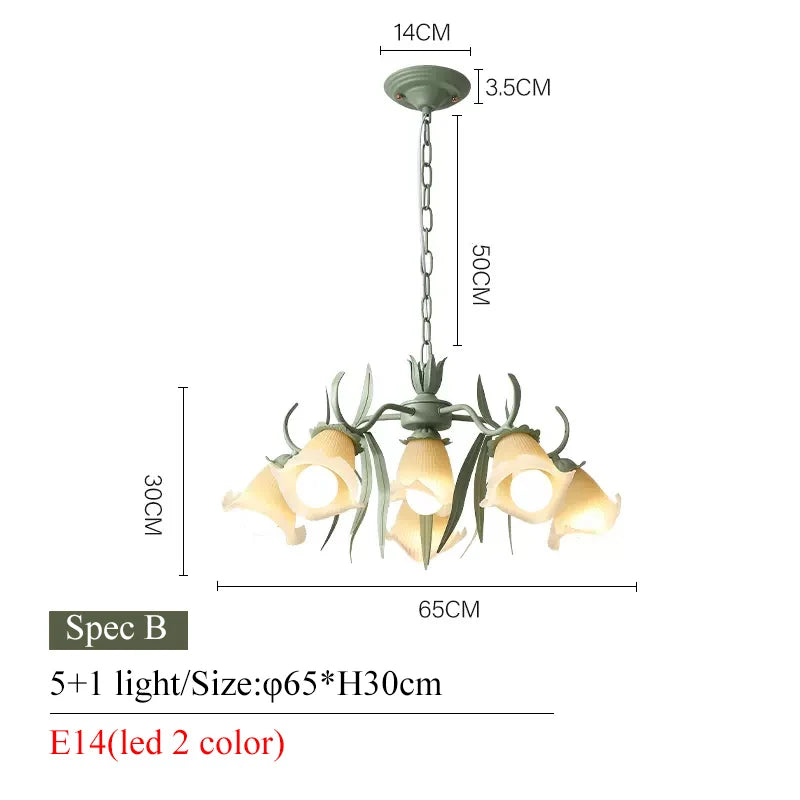 lampe suspendue moderne fleurs vert blanc abat jour verre dépoli led salon chambre