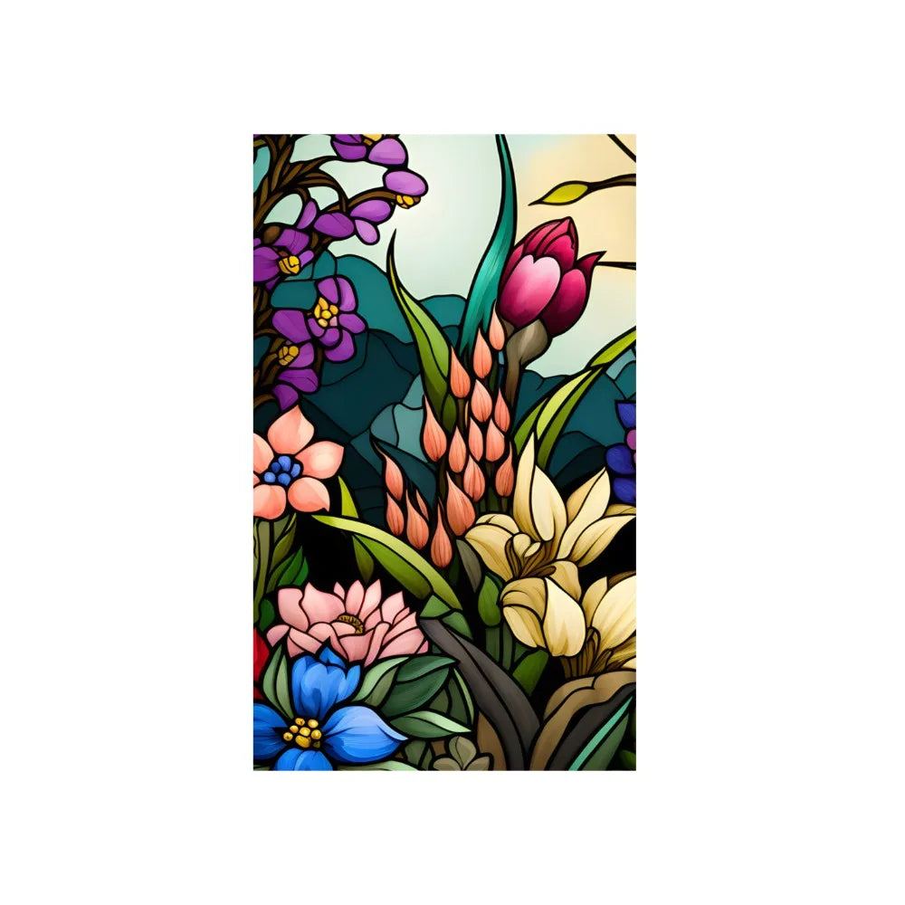 décoration fenêtre fleurs oiseaux art deco adhésive multicolore résistante usure pvc transparente