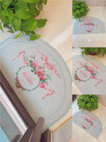 tapis rond antidérapant floral ange rose couleurs vives texture granuleuse vintage français porte chambre