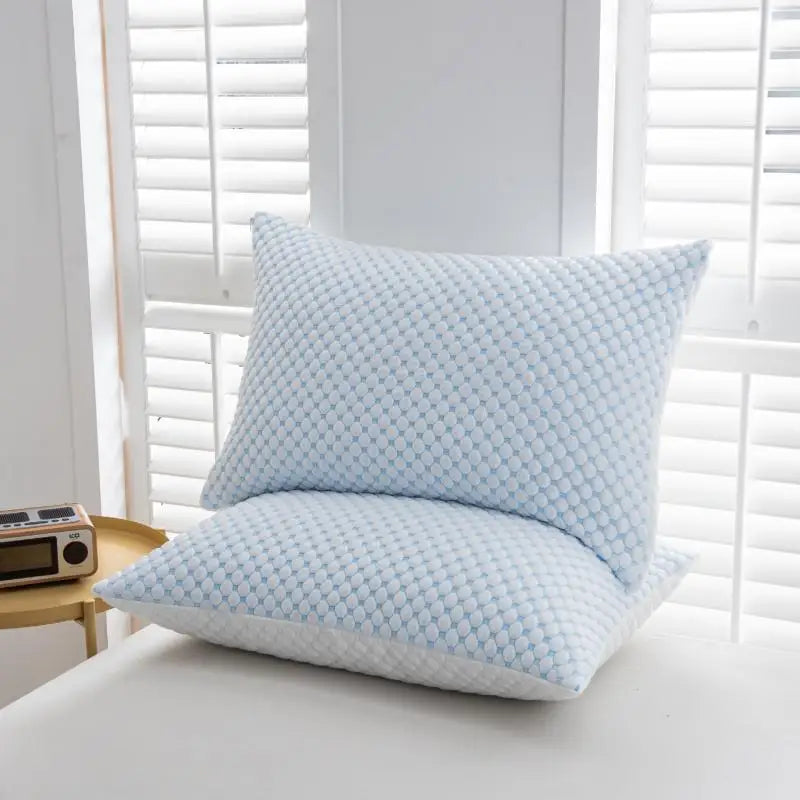 oreiller mémoire forme rafraîchissant bleu blanc motif géométrique moderne polyester cotonversible catégories