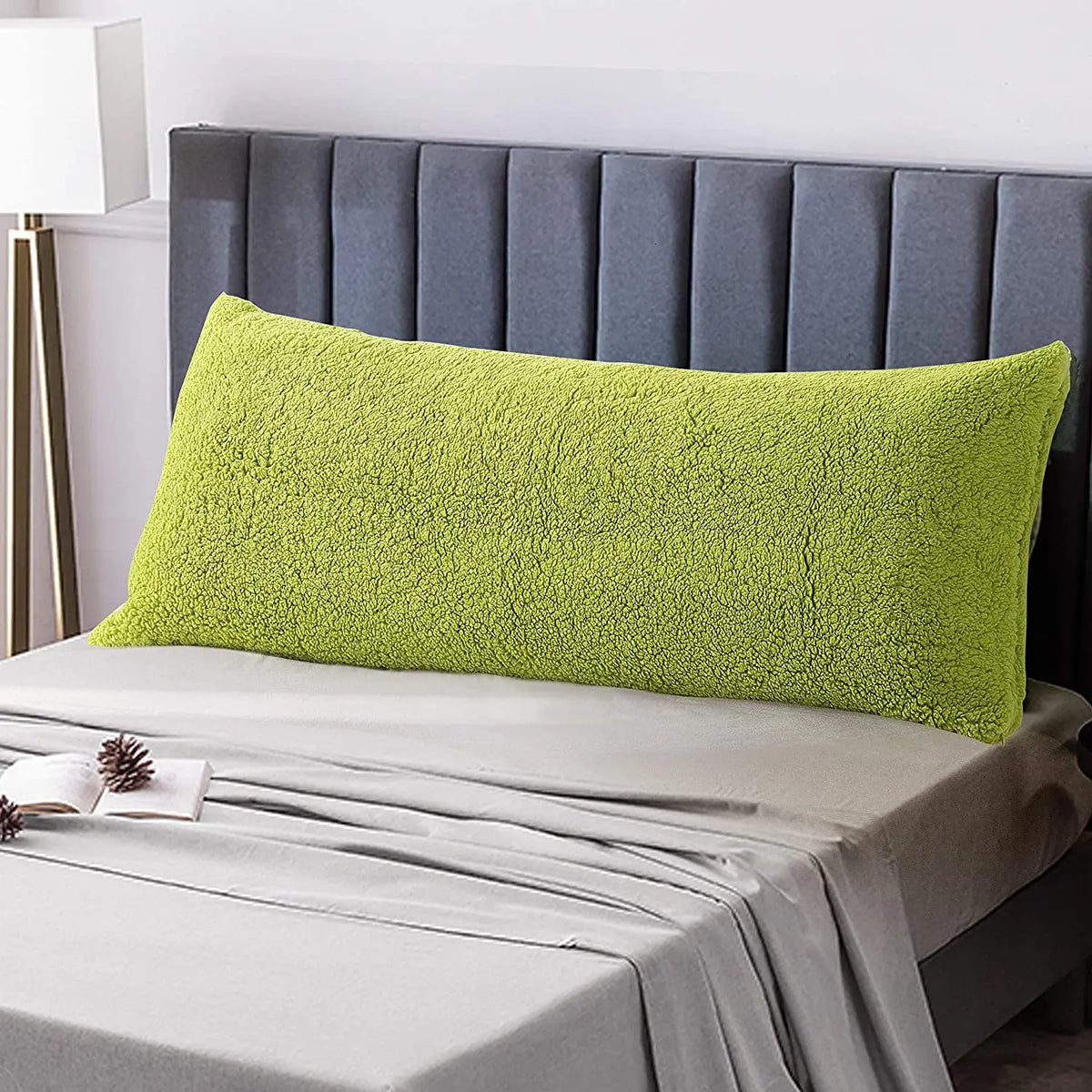 housse coussin dos blanc texture bouclée nordique décoration maison voiture fixations