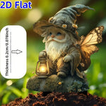décoration jardin gnome lanterne papillons blanc jaune terreux fantaisiste conte fées