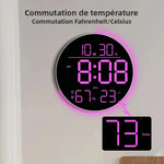 horloge murale numérique LED affichage heure date température alarme minuterie moderne