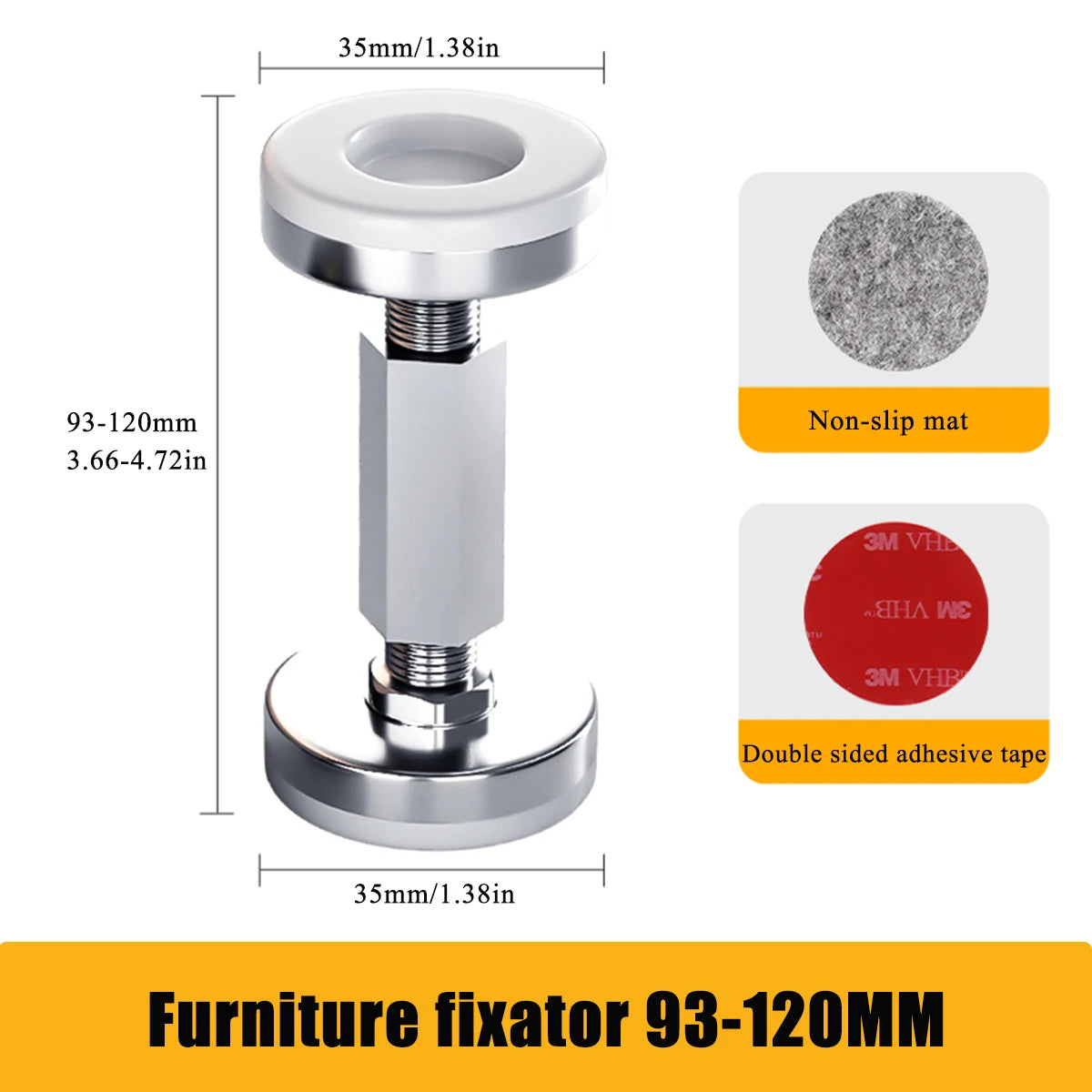 fixateur meuble moderne tasseau argenté blanc vissage adhésif antidérapant inclusion tapis feutre diamètre ajustable