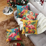 taies d'oreiller moderne imprimé flamants roses fleurs tropicales polyester respectueux environnement 40x40cm 45x45cm 50x50cm