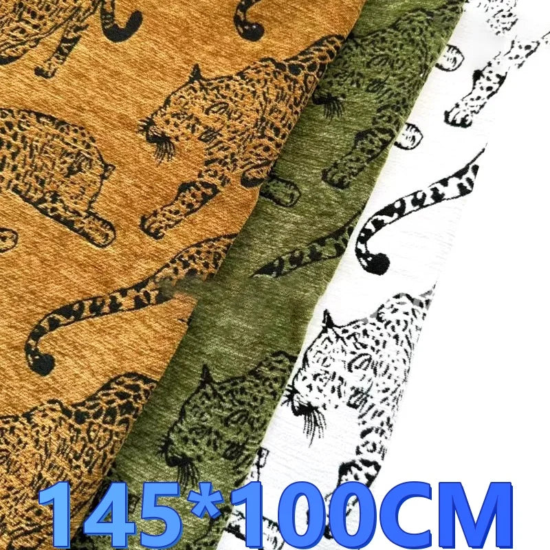 tissu imprimé léopard marron vert olive blanc durable lavable décoration intérieure textile maison moderne