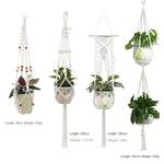 support plante suspendue macramé blanc artisanal anneaux métalliques pot inclusion 90cm 105cm 155cm