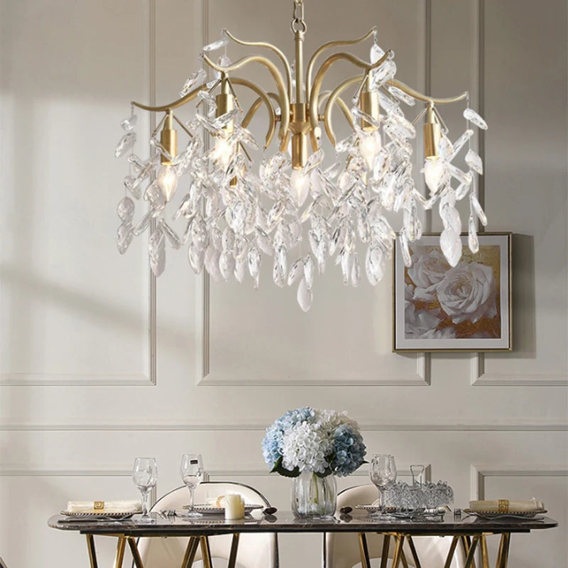 Luminaire plafond or cristal cuisine salon