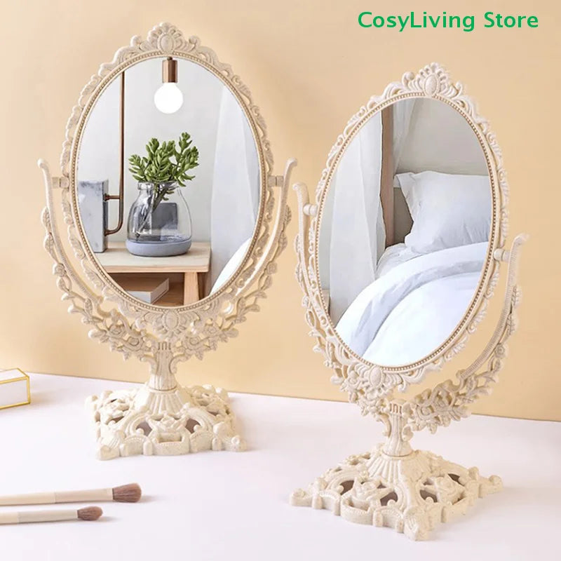 miroir table vintage ornements floraux blanc classique poignée sophistiquéintérieur decoration shabby chic