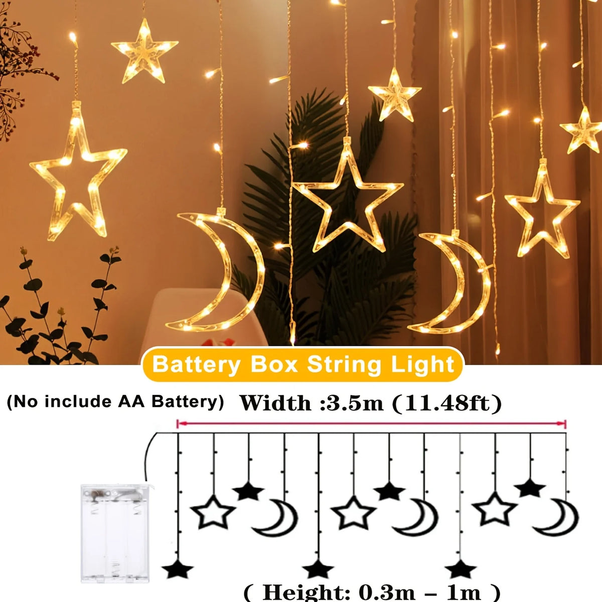 guirlande lumineuse étoiles lunes multicolore led batterie décorative festive intérieur blanc chambre