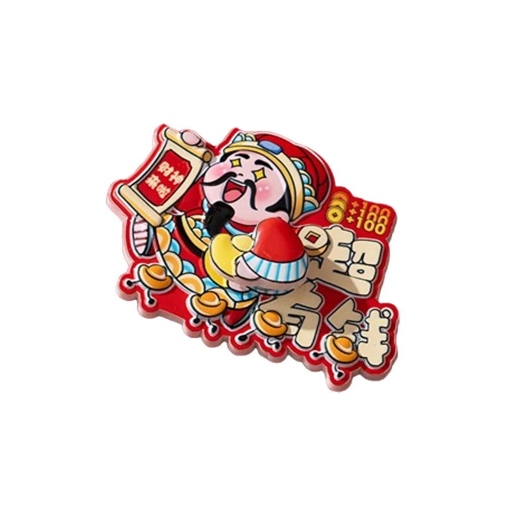 aimant magnétique personnages chinois rouge or texte bonnes fortunes artisanal decorative