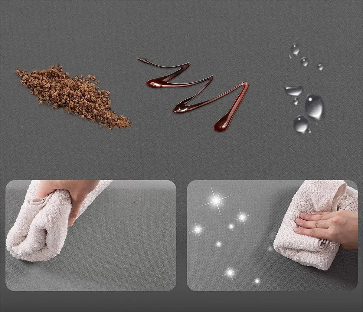 tapis sol antidérapant imperméable texture géométrique moderne gris noir marron