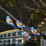 guirlande oiseaux bleu doré lumineuse clips solaire usb led jardin festive