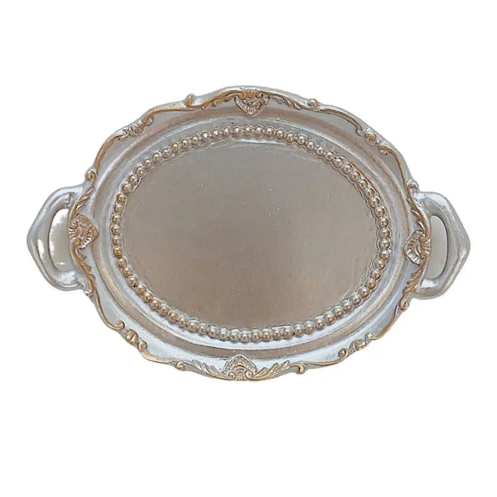 Support bijoux ornements dorés bordure perlée blanc doré classique vintage boucles oreilles anneaux collier