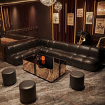 canapé d'angle moderne marron clair cuir tabourets salon minimaliste 1.2m 1.4m 1.6m