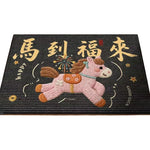 tapis sol antidérapant polyester vinyle géométrique chevaux motifs floraux lettres chinoises happy lucky festive