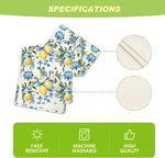 table table lin motif floral citrons fleurs été blanc jaune bleu rustic decoratif farmhouse