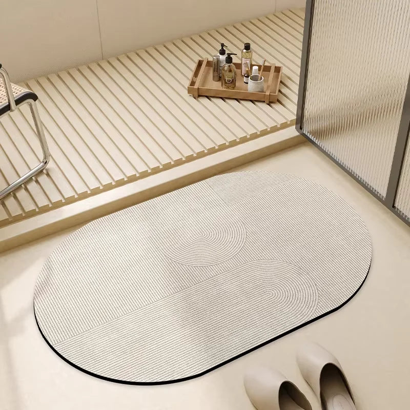 tapis solide moderne beige antidérapant imperméable facile entretenir bain chambre