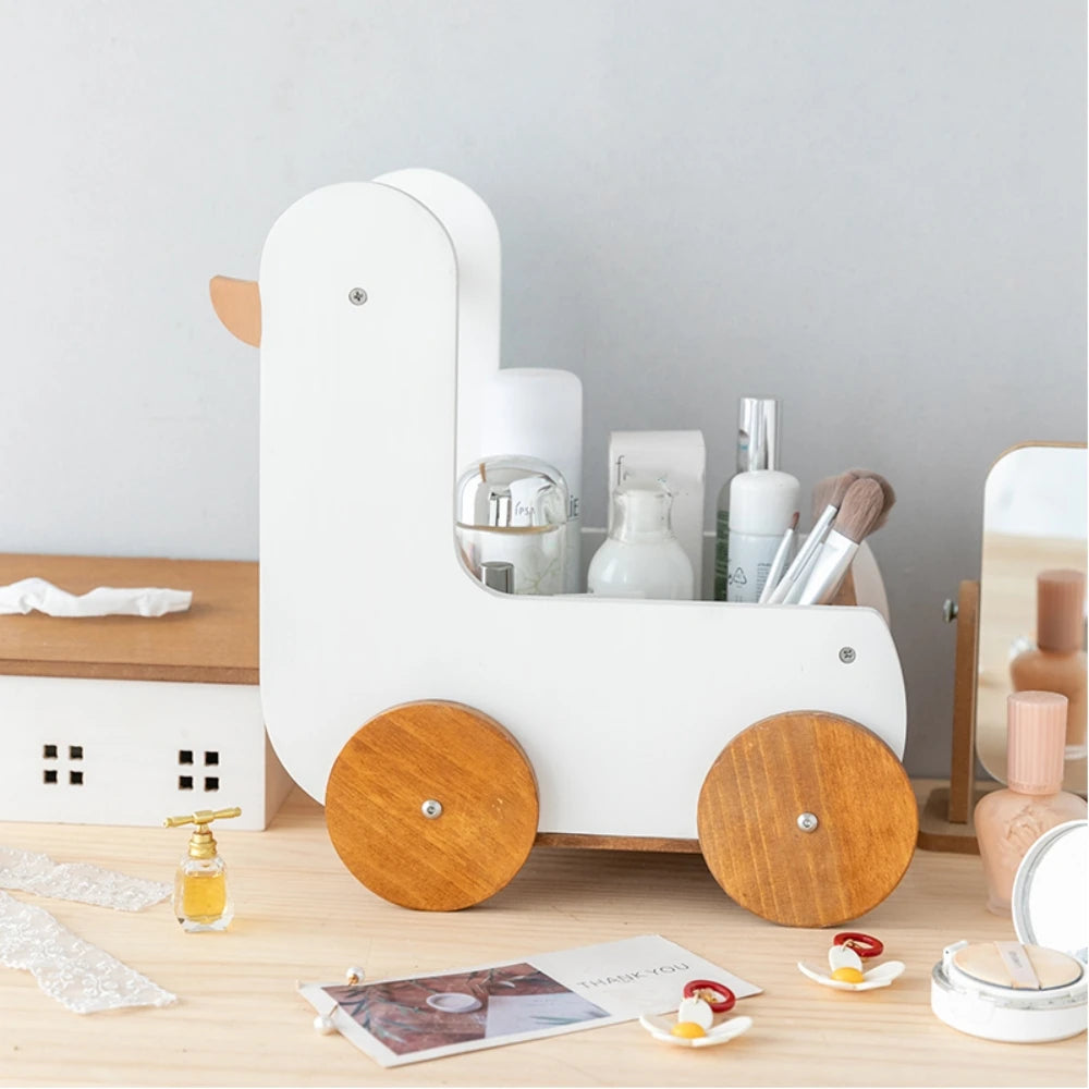 chariot bois rangement blanc minimaliste moderne animaux décoratif enfants chambre objetos almacenamiento