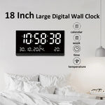 grande horloge murale digitale moderne horaire calendrier température réveil couleur noir rouge bleu blanc