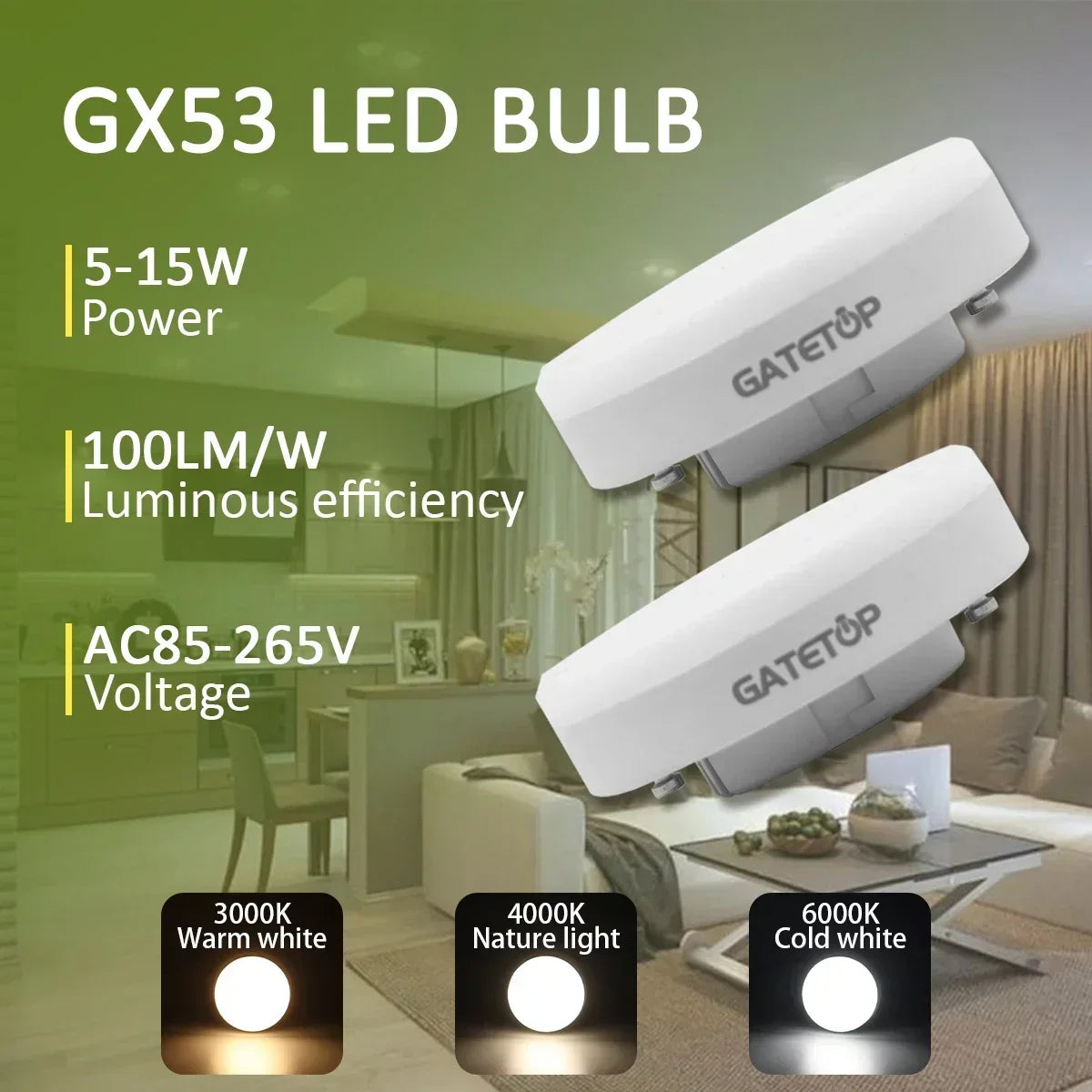 projecteur led blanc 3000k 4000k 6000k ac85265v 5w 7w 9w 12w 15w naturel moderne