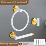 accessoires salle bain blanc moderne adhésif serviette papier toilette gant toilette inoxydable brossé