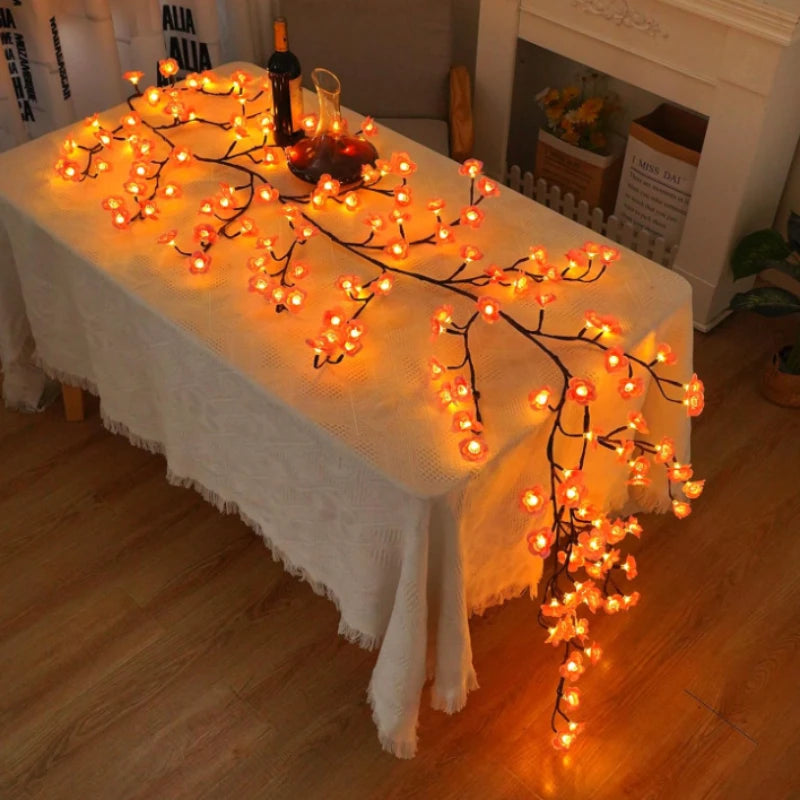guirlande lumineuse fleurs amovibles rose branches décoratives intérieur vacances romantique floral zen