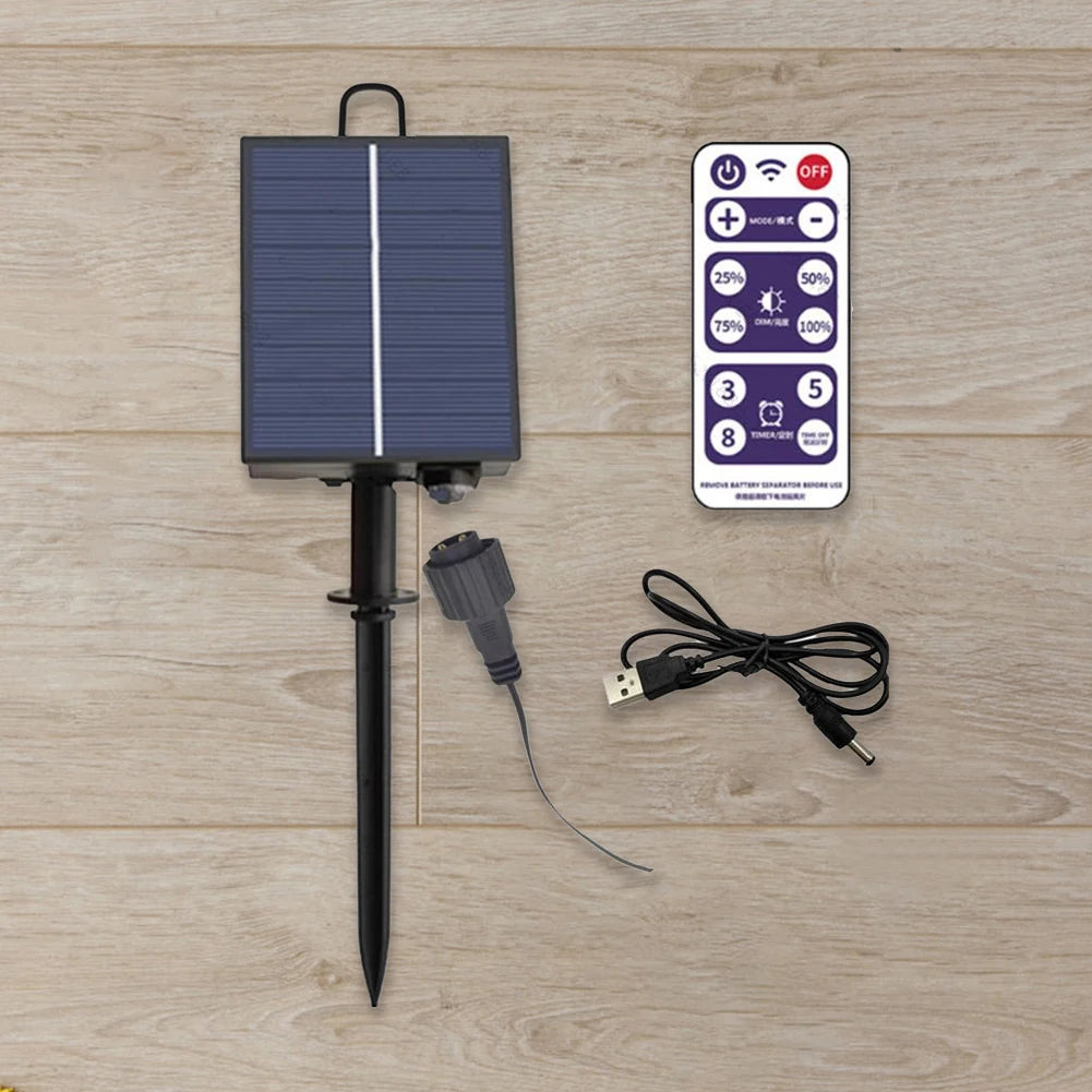 panneau solaire noir texturé moderne piquet câble usb télécommande bricolage led