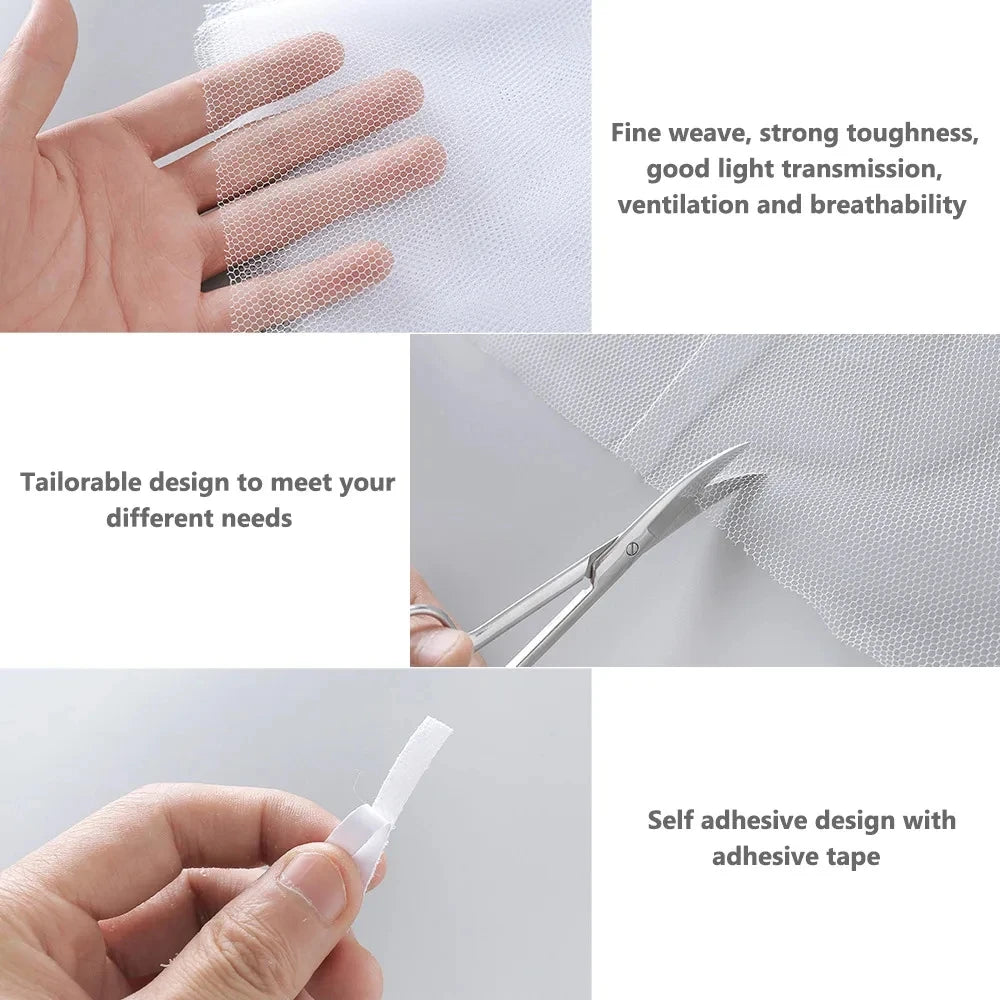 filet anti moustiques blanc maille fine adhésif pliable usage extérieur camping voyage moderne traité