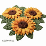 tapis fleurs tournesols roses lys vert jaune marron blanc rose texturé 3d antidérapant polyester