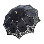 parapluie dentelle blanc vintage élégant poignée bois bleu vert mariage voyage