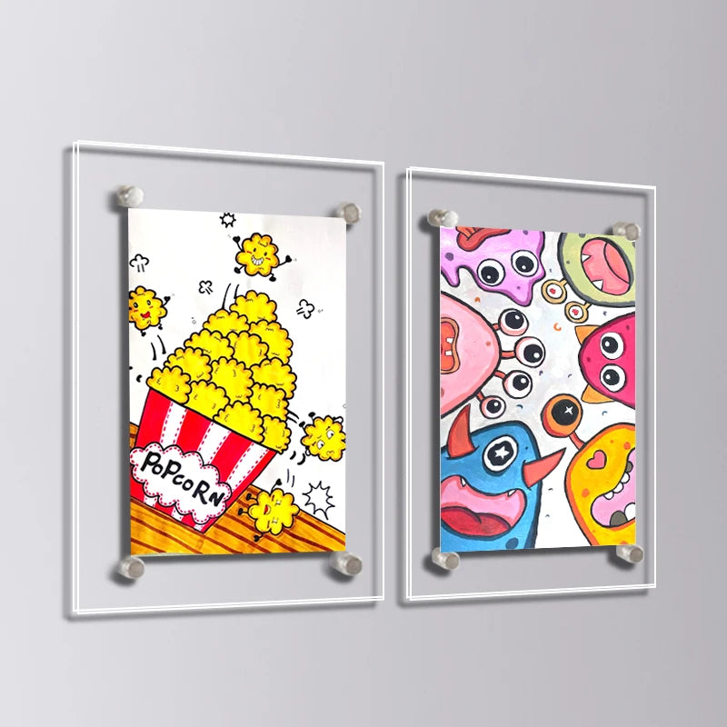 Cadre photo transparent moderne clips magnétiques acrylique suspendu peinture murale enfant 10.2x15.2cm 12.7x17.8cm 15.2x20.3cm