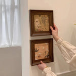 cadre mural bois foncé illustrations fleurs oiseaux classique fixations haute qualité vintage