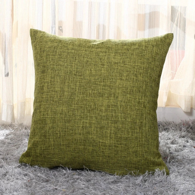 housse coussin carré coton lin moderne couleur unie beige marron rouge vert bleu orange