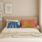taies d'oreiller animaux nordiques moderne bleu léopard jaune non toxique coton polyester 30x50CM 40x60CM