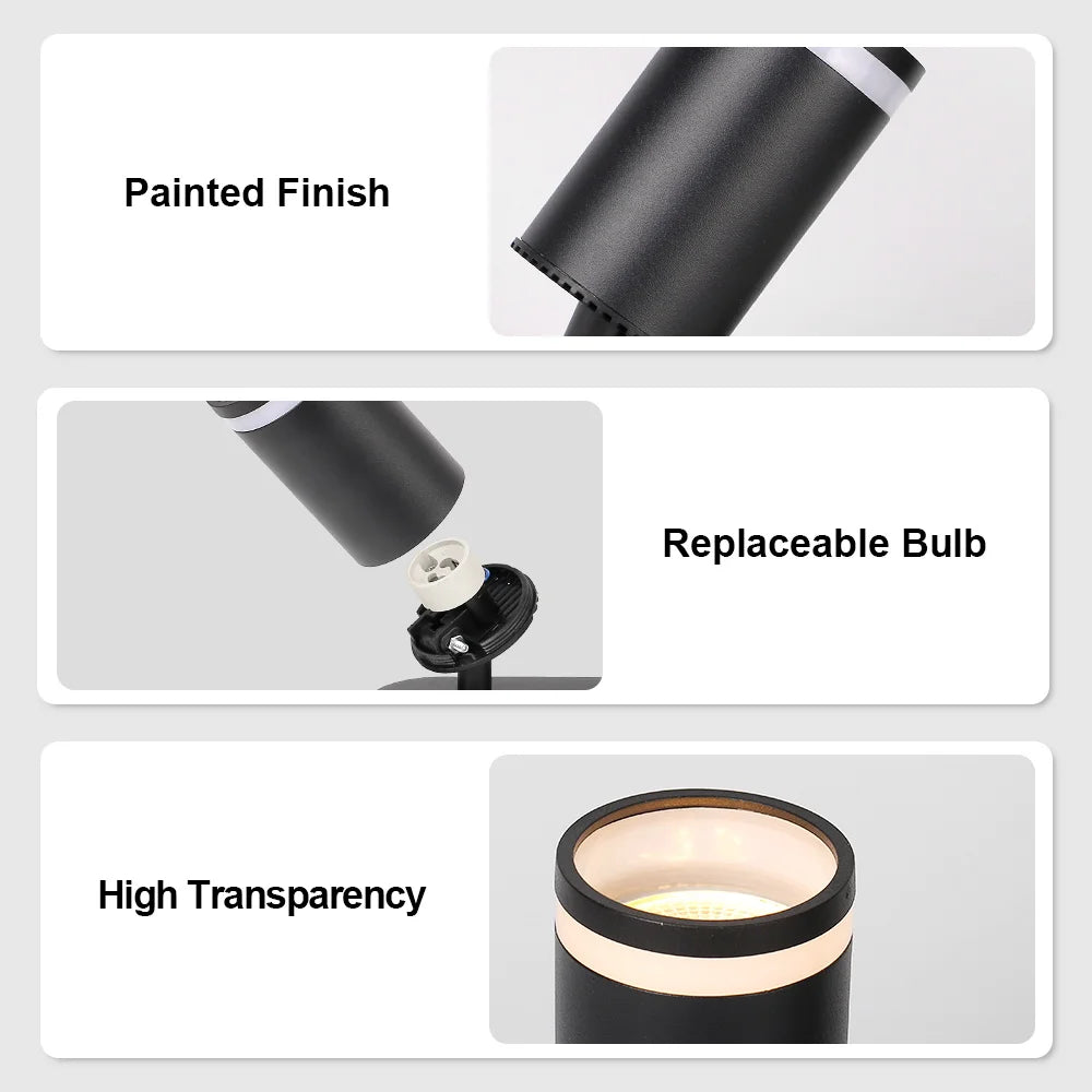 spot noir moderne acrylique light ring aluminium gu10 25w led replaceable