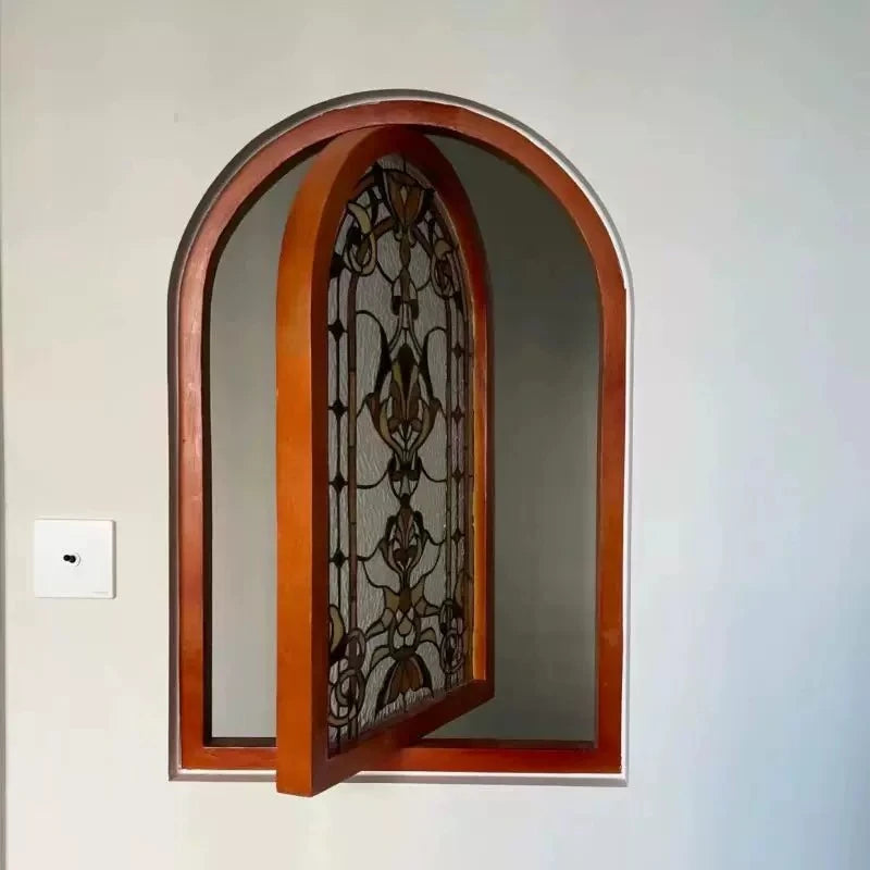 miroir mural archéval floral nordique vitrail décoratif transparent bois chambre
