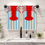 serviettes cuisine rouge homard rayées polyester absorbantes suspendues décoration marine rustic salopes