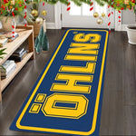 tapis bleu marine lettres öhlins antidérapant polyester moderne intérieur extérieur garage chambre salon