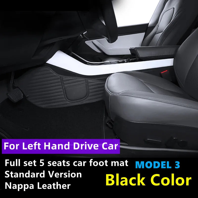 tapis sol voiture tesla model cuir artificiel fibre synthétique noir blanc moderne sac rangement