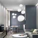suspension led verre blanc moderne opaque salon chambre pendentif facile