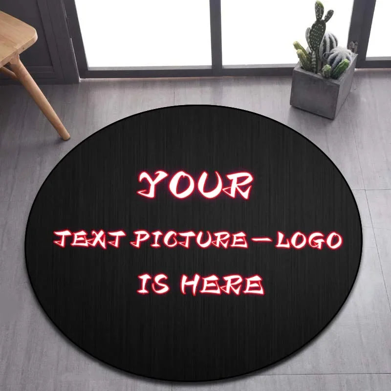 tapis rond noir blanc imprimé moderne résistant décoloration antidérapant usage intérieur extérieur