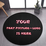 tapis rond noir blanc imprimé moderne résistant décoloration antidérapant usage intérieur extérieur
