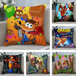 coussin décoratif carré crash bandicoot microfibre peluche cartoon orange bleu chambre salon enfant