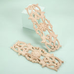 plaque décorative bois ornements floraux baroque renaissance 22cm 8cm naturel beigeclair