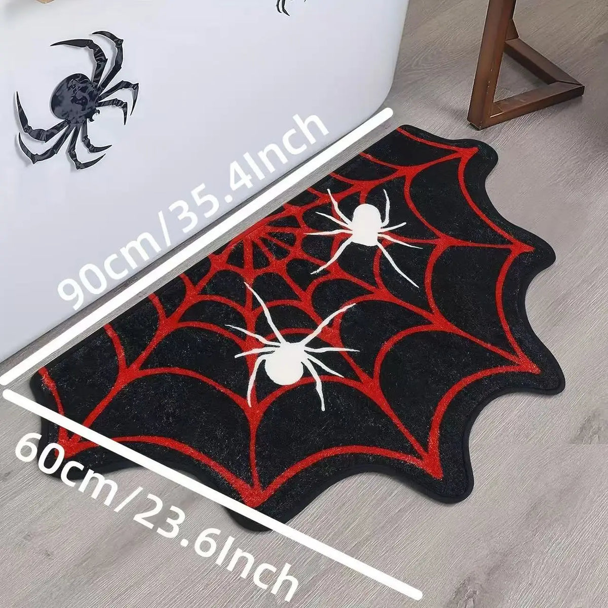 tapis noir blanc toile d'araignée halloween polyester antidérapant absorbant intérieur extérieur