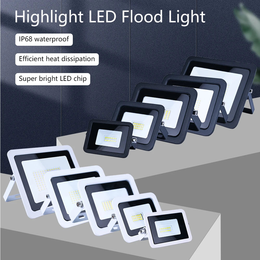 projecteur led moderne ip68 étanche noir blanc 10w 20w 30w 50w 100wextérieur