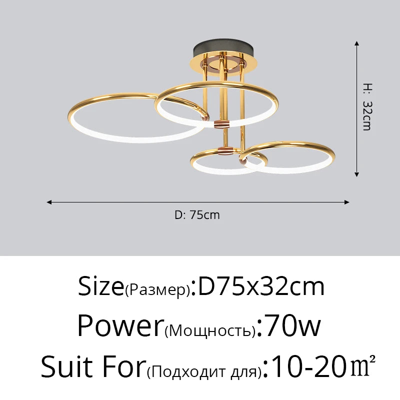 lampe suspendue moderne or blanc circulaire élégante chaînes salon chambre interrupteur bouton