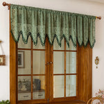 rideau transparent vert floral rustique tringle bois extérieur classique polyester